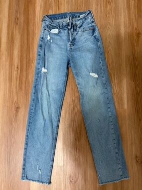 Old Navy Light Wash Distressed Straight-Leg Jeans